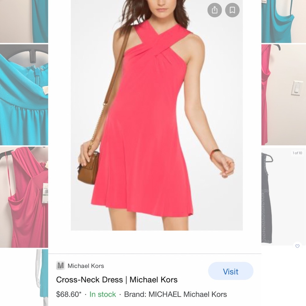 Cross neck Michael kors dress hot pink